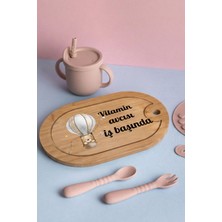 Pinkipay Sevimli Aşçı Ayıcık Temalı Kişiye Özel Isimli Bebek Kahvaltı Tepsisi (Figür 4)