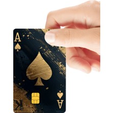 Huggy Craft Iskambil Maça Ası (Ace Of Spades) Dağınık Boyalı Parlak Kredi/banka Kart Kaplama Sticker