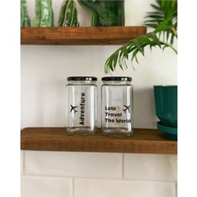 Atölye Merdiven Adventure  Cam 2li Dekoratif Erzak Kahve Çay Anı Fotoğraf Kavanozu 850 cc Dekoratif Kavanoz