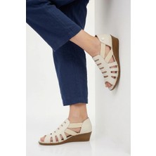 Mammamia Kadın Arkası Kapalı Hakiki Deri Alçak Kısa Dolgu Topuklu Günlük Şık Yazlık Sandalet/ayakkabı M27YS/2855