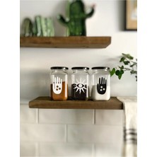 Atölye Merdiven Semboller Serisi Cam 3lü Dekoratif Erzak Kahve Çay Şeker Kavanozu Mutfak Dekorasyonu 850ml