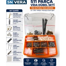 Universal 511 Parça Vida Dübel Çivi Seti Organizer Kutulu – Hırdavat, Tamir ve Montaj Seti