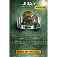 Erilsa Sertifikalı Unakit Taşı Yüzük Doğal Taş Ayarlanabilir El Yapımı Şifa ve Denge Taşı