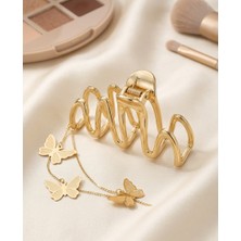 Lotus Luxury Altın Renk Metal , Sallantılı Kelebek Zincir Detaylı Toka