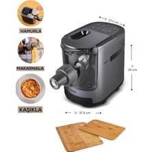 Karaca Pastachef Otomatik Makarna ve Erişte Yapma Makinesi 8 Şekillendirme Başlıklı Tam Otomatik Hamur Yoğurma Robotu + Hediye Ahşap Kesme Tahtası