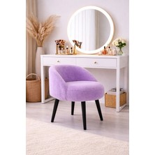 Eda Hacıoğlu Edam Bedding Group Lila Teddy Kumaş Berjer Puf Makyaj Masası Pufu