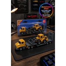 Toyfest Siku 1616 Low Loader Ön Yükleyici Taşıyıcı Tır Çekici Kepçeli Iş Makinesi Modeli Dorseli Set 15.8 cm