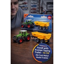 Toyfest Siku Fendt 926 Vario Krampe Damperli Römork Metal Oyuncak Traktör Çiftlik Modeli 1605 Lisanslı 16 cm
