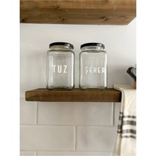 Atölye Merdiven Tuz ve Şeker Yazılı 2li Cam Erzak Kavanozu Seti Mutfak Dekorasyonu 1000 cc