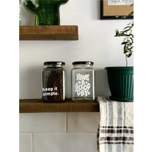 Atölye Merdiven Cam 2li Dekoratif Erzak Kahve Çay Şeker Kavanozu 1000 cc Kavanoz Seti