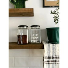 Atölye Merdiven Cam 2li Dekoratif Erzak Kahve Çay Şeker Kavanozu Kavanoz Seti