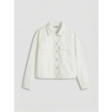LC Waikiki Ekru Fisto Detaylı Kız Çocuk Jean Ceket