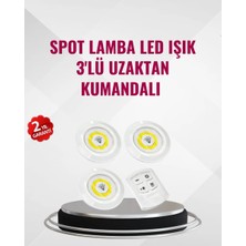 Astraltech 3 Lü Pilli Kablosuz LED Spot Lamba Seti Kumandalı Kolay Montaj Aydınlatma