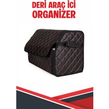 Bushora Mercedes G Serisi Uyumlu Araç Içi Organizer Siyah Deri Kırmızı Dikişli