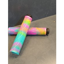 Jump 165MM Uzun Bisiklet Elciği – Pembe Beyaz Turkuaz Silikon Gidon Tutacağı | Bmx, Mtb ve Freeride Uyumlu