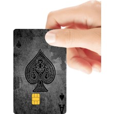 Huggy Craft Maça Ası (Ace Of Spades) Sessiz Güç Temalı Parlak Kredi/banka Kart Kaplama Sticker