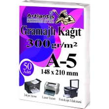 Artlantis A5 Gramajlı Fotokopi Kağıdı 50 Adet 300 gr Sertifika Kağıdı Kalın Kağıt Baskı Tüm Yazıcılara Uyumlu 14.8X21CM Ofis Büro