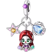 Mam Kırmızı Saçlı Kız Gümüş Charm