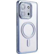 Mey İthalat Mey Ithalat®   Redmi 15C 4g Joke Simli Magneticsafe Kılıf - Mavi