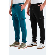 Slazenger VALORA 2 Lİ SET Erkek Kargo Cepli Siyah - Petrol Eşofman Altı