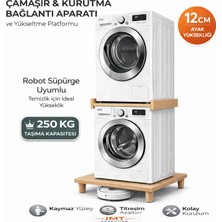 İmt Aksesuar Çamaşır & Kurutma Makinesi Bağlantı Aparatı + Yükseltici Platform 12 cm Robot Süpürge Uyumlu Stand