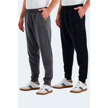 Slazenger VALERIE 2 Lİ SET Erkek Cepli Siyah - Koyu Gri Eşofman Altı