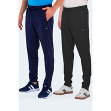 Slazenger GRIET 2 Lİ SET Erkek Fermuar Cepli Siyah - Lacivert Eşofman Altı
