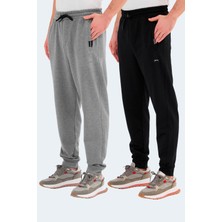 Slazenger Navdeep 2 Li Set Erkek Cepli Siyah - Koyu Gri Eşofman Altı
