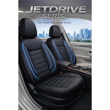 Trobus Togg T10X 2023-2024 Aracınıza Uyumlu Jetdrıve Siyah Mavi Deri Oto Koltuk Kılıfı (5 Koltuk Tam Set, Airbag Uyumlu)