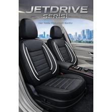 Trobus Toyota Auris 2008-2012 Aracınıza Uyumlu Jetdrıve Siyah Beyaz Deri Oto Koltuk Kılıfı (5 Koltuk Tam Set, Airbag Uyumlu)