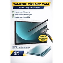 Samsung Tab S9 Fe Plus + Için Tamperli Ekran Koruyucu Kalemle Uyumlu Kırılmaz Cam