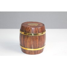 Pirinç Detaylı Fıçı Kumbara Model 1