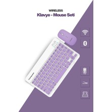 Mor Kablosuz Klavye ve Mouse Seti