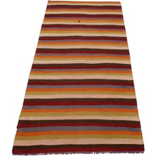 Zehra Abla Halı El Dokuma Benzersiz Görkemli Çizgili Sivas Yolluk Yün Kilim 7173