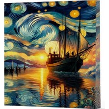 K-yonlineticaret Van Gogh 2 - Gemi Çizgili Yan Boyamalı Defter