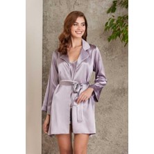 Pierre Cardin Saten 4lü Gecelik Sabahlık Şort Seti Royal 7200