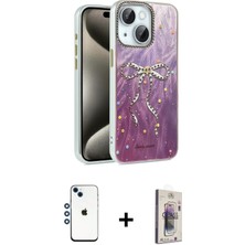 iPhone 14 Zirve Modern Prime - Siyah Bilvis 3D Cam Ekran Koruyucu + Mavi Shine Kamera Lens