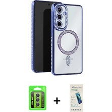 Cepte Toptan Galaxy A15 4g Zirve Doku Prime - Şeffaf Pasifik Cam Ekran Koruyucu + Gümüş Raze Metal Kamera Lens