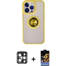 iPhone 15 Pro Max Yörünge Çizgi - Siyah Buffer Hayalet Cam Ekran Koruyucu + Lacivert Pvd Metal Kamera Lens