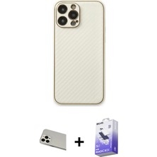 iPhone 13 Pro Max Ahenk Işık - Siyah Bilvis 5in1 5d Magic Hayalet Cam Ekran Koruyucu + Beyaz Rainbow Kamera Lens Koruma Cam