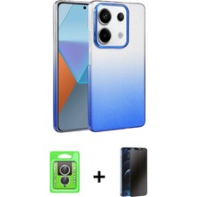 Redmi Note 13 Pro 4g Kıvılcım Minimal Özel Seri - Siyah 3D Antistatik Hayalet Cam Ekran Koruyucu + Gümüş Raze Metal Kamera Lens