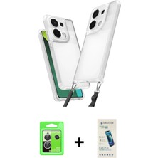 Cepte Toptan Redmi Note 13 Pro 5g Ufuk Klasik - Şeffaf Pasifik Cam Ekran Koruyucu + Gümüş Raze Metal Kamera Lens