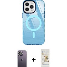 Cepte Toptan iPhone 12 Pro Max Doruk Prime - Siyah Mat Seramik Nano Ekran Koruyucu + Beyaz Neon Fosforlu Kamera Lens