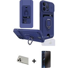 Cepte Toptan iPhone 13 Pro Max Vadi Form Prime - Siyah 3D Antistatik Hayalet Cam Ekran Koruyucu + Beyaz Rainbow Kamera Lens Koruma Cam