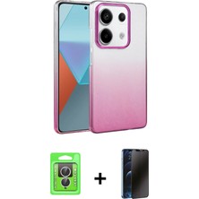 Cepte Toptan Redmi Note 13 Pro 4g Kıvılcım Minimal Özel Seri - Siyah 3D Antistatik Hayalet Cam Ekran Koruyucu + Gümüş Raze Metal Kamera Lens