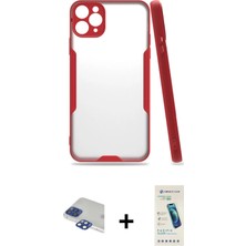 iPhone 11 Pro Max Atlas Asil Serisi - Şeffaf Pasifik Cam Ekran Koruyucu + Lacivert Pers Alüminyum Kamera Lens