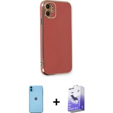 Cepte Toptan iPhone 11 Yankı Serisi - Siyah Bilvis 5in1 5d Magic Hayalet Cam Ekran Koruyucu + Mavi Neon Fosforlu Kamera Lens