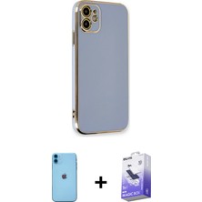 Cepte Toptan iPhone 11 Yankı Serisi - Siyah Bilvis 5in1 5d Magic Hayalet Cam Ekran Koruyucu + Mavi Neon Fosforlu Kamera Lens