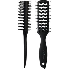 Land of Myth LOM1218 Çift Taraflı Iskelet Fırça Saç Şekillendirme Islak-Kuru Açma ve Hızlı Kurutma Fırçası -Siyah