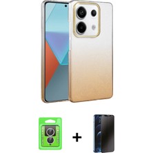 Cepte Toptan Redmi Note 13 Pro 4g Kıvılcım Minimal Özel Seri - Siyah 3D Antistatik Hayalet Cam Ekran Koruyucu + Gümüş Raze Metal Kamera Lens